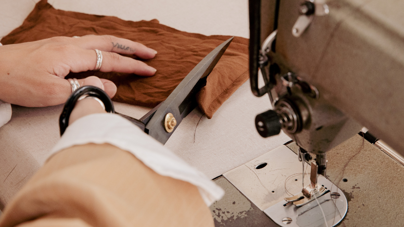 cutting and sewing fabric